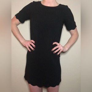Black Monteau Scallop Dress